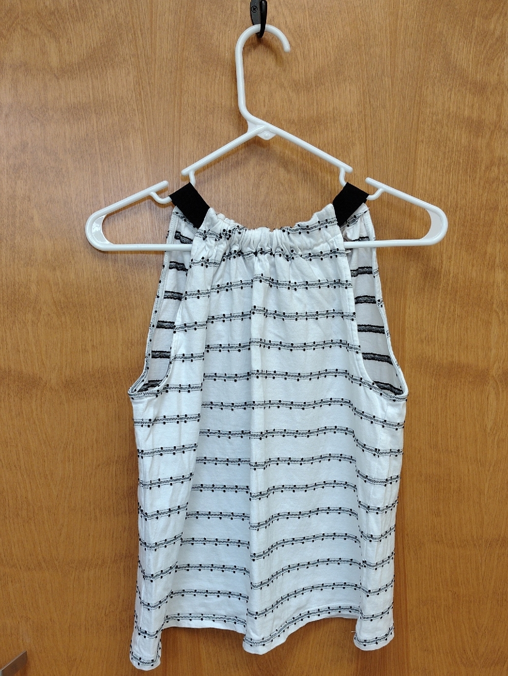 LOFT White Sleeveless Halter Tank with Black Stripes